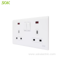 Double Pole Switch Socket Outlets 2Gang power outlet